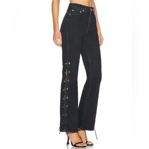 Superdown Jayda Lace Up Jeans in Washed Black